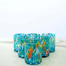 Set 6 Bicchieri in Vetro di Murano Fatti a Mano Artigianali 350 ml Tower MurArt
