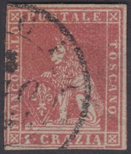 1851 - STATI ITALIANI - TOSCANA - Sc# 4, 1cr - USATO