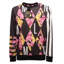 7131P felpa nera-rosa garzata MINIMAL felpe uomo sweatshirt men