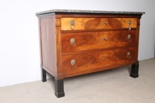 Antico comò cassettone in noce Impero e marmo epoca XIX secolo . Grande qualità 