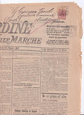 L'ORDINE CORRIERE DELLE MARCHE - MAGGIO 1907 FRANCOBOLLO ANNULLATO 03 TIMBRI 120