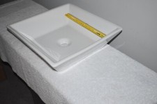 NUOVO lavello Fresca Modern Torino 16" quadrato vaso ceramica - bianco FVS6217WH COME NUOVO