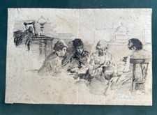 Giacomo Favretto (1849 - 1887) Ricamatrici China 1878 cs per Expo Parigi