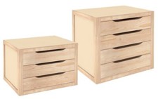 CASSETTIERA IN LEGNO MASSELLO DI PINO NATURALE 3 4 CASSETTI PORTA OGGETTI 60005V