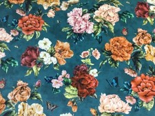Tessuto Tenda Sanderson "Peonia Estiva" 1,1m Newby Verde -Velluto- National Trust