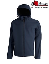 U-POWER GIUBBOTTO IMPERMEABILE GIACCA DA UOMO CON CAPPUCCIO SOFT SHELL KYRA BLU
