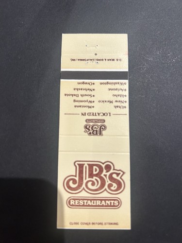 Vintage matchbook s - vintage, "jb's