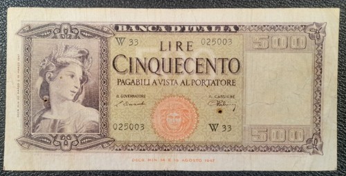 500 lire ornata spighe - 500, di