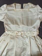  Vestito Bimba Comunione O  Cresima Colore Avorio In Raso Di Seta 