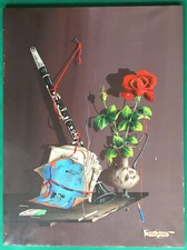 ALFANO DARDARI Trompe l'Oeil 80X60 1973 Natura morta olio su tela Iperrealismo