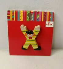 SPILLA Vintage, GIOIELLO ANNI '90 - SEVI, LEGNO, ALFABETO LETTERA X - PAGLIACCIO