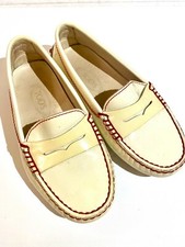 tods junior n. 28 vernice bianco panna scarpe bambino mocassino made in italy