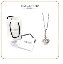 COLLANA IN ARGENTO 925 CATENINA CON CIONDOLO  CORONA CON ZIRCONI