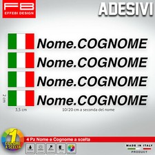 Adesivi NOME COGNOME a scelta+Bandiera Italia Nick Name Moto Auto Bici Social 