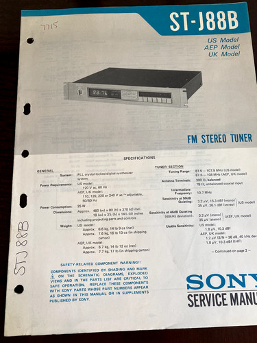 Sony j88b stj88b - st-j88b, manuale