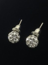 Trendy Unisex Shamballa Earrings with Clear Pave Swarovski Crystals 5mm