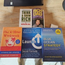 Book Lot Of 5 Business, Finance Napoleon Hill, Tim Ferriss, Kiyosaki, Walker,