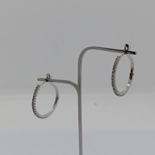 ORECCHINI A CERCHIO IN ORO BIANCO 750 18KT CON ZIRCONI 2,65 GRAMMI (1790)