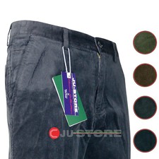 Pantalone uomo classico elegante velluto elasticizzato rigato taglie forti 46/64