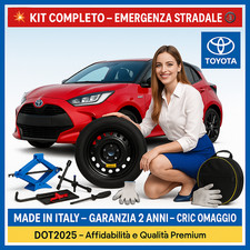 💥Kit Ruotino Scorta Toyota Yaris GR Sport 18 5Fori Cric Chiave Sacca Guanti