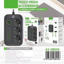 Ciabatta Multipresa Elettrica Con USB C, Presa Multipla Da Scrivania Con Interru