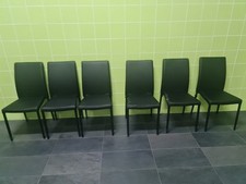 SET 6 SEDIE ECOPELLE NERE ALTEZZA 90 CM MODERNE