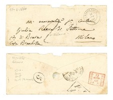 BUSTA DA CASSOLNOVO A MILANO APRILE 1860  (02/08)