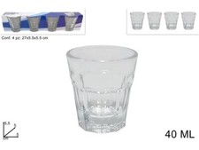 Set 4 Pezzi Bicchieri Bicchierini Liquore in Vetro Chupito 40 ml