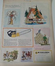 1956 McCulloch chainsaw build a cabin prune a tree cut bush vintage tool ad