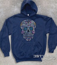 FELPA unisex TESCHIO MESSICANO ANTICHIZZATO mexican skull tattoo old school