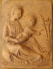 Antica piastra in terracotta XIX secolo Maternità Madonna con Bambino