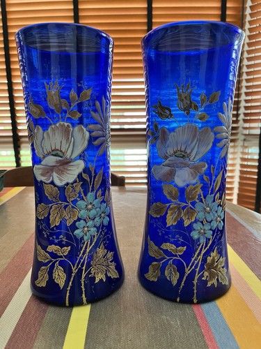 Paire vases émailles art - vases,