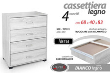 CASSETTIERA MODERNA 4 CASSETTI SETTIMINO COMò MODERNO ROVERE SBIANCATO h83*68*40