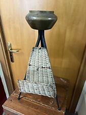 Posacenere da terra vintage anni 60 70 porta riviste porta giornali vimini