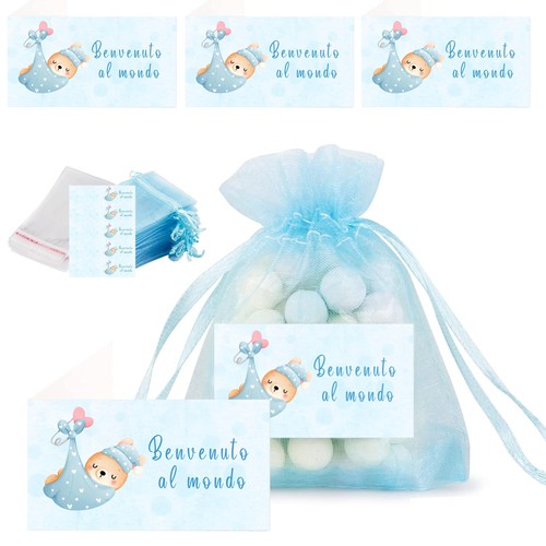 Sacchetti blu nascita 50pz - blu,