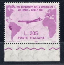 1961 Italia Gronchi Rosa, lire 205 lilla rosa, ditta Bolaffi MNH. Cat. Sassone €