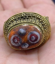 Anello autentico unico antico romano in ottone con mosaico Gabri Eye Glass