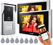 Videocitofono Wifi 4 Fili Kit Smart Bifamiliare,7'' IP Monitor Touchscreen Con 1