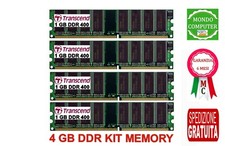 4 GB KIT MEMORIA / RAM DDR (4 X 1 GB) 400 MHZ PC3200 PC FISSO TRANSCEND