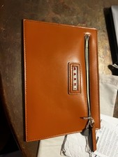 Pochette in pelle nappa arancione Marni nuova con etichette