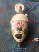 CONTRAPPESO LAMPADA A SOSPENSIONE CARRUCOLA SALISCENDI CERAMICA DECORATO ANTICO