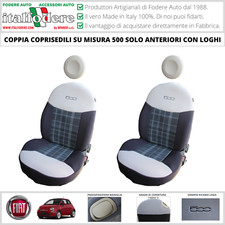 COPPIA COPRISEDILI Fiat 500 SU MISURA Fodere Foderine ANTERIORI SCOZIA/PANNA