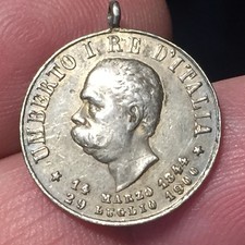 ⚜️ MEDAGLIA MORTE DI UMBERTO I SAVOIA 17MM CADDE VITTIMA DELLA SUA BONTA ARGENTO