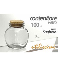 Set 3pz Contenitore Barattolo Barattolino Tondo 100ml Vetro Tappo Sughero 708664
