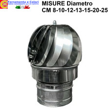 Fumaiolo Girevole Tirafumo Camino Inox AISI 304 Lucido Comignolo stufa Tondo AM