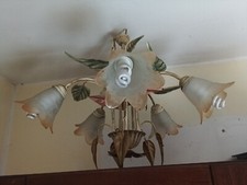 lampadario antico ferro battuto colorato a mano