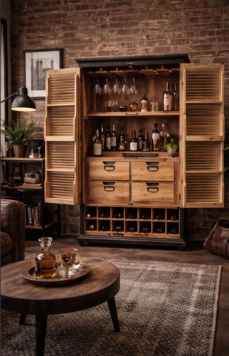 Shutter bar cabinet shelves - cabinet,