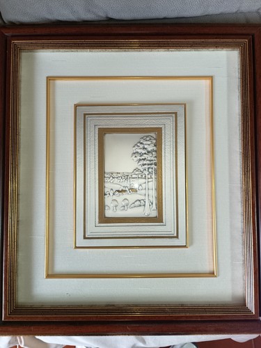 Quadro paesaggio argento con - paesaggio,