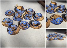 SERVIZIO CAFFE Art Decò 19 PEZZI MAIOLICA SPICA Albisola DECORO FLOREALE BLU '30