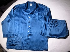 Pigiama da Uomo Seta 100% Taglia M 48 Blu Camicia Pantalone Completo